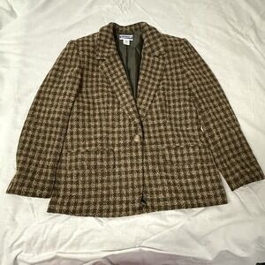 Vintage Pendleton Virgin Wool Plaid Blazer Jacket Women's Petite Size 12